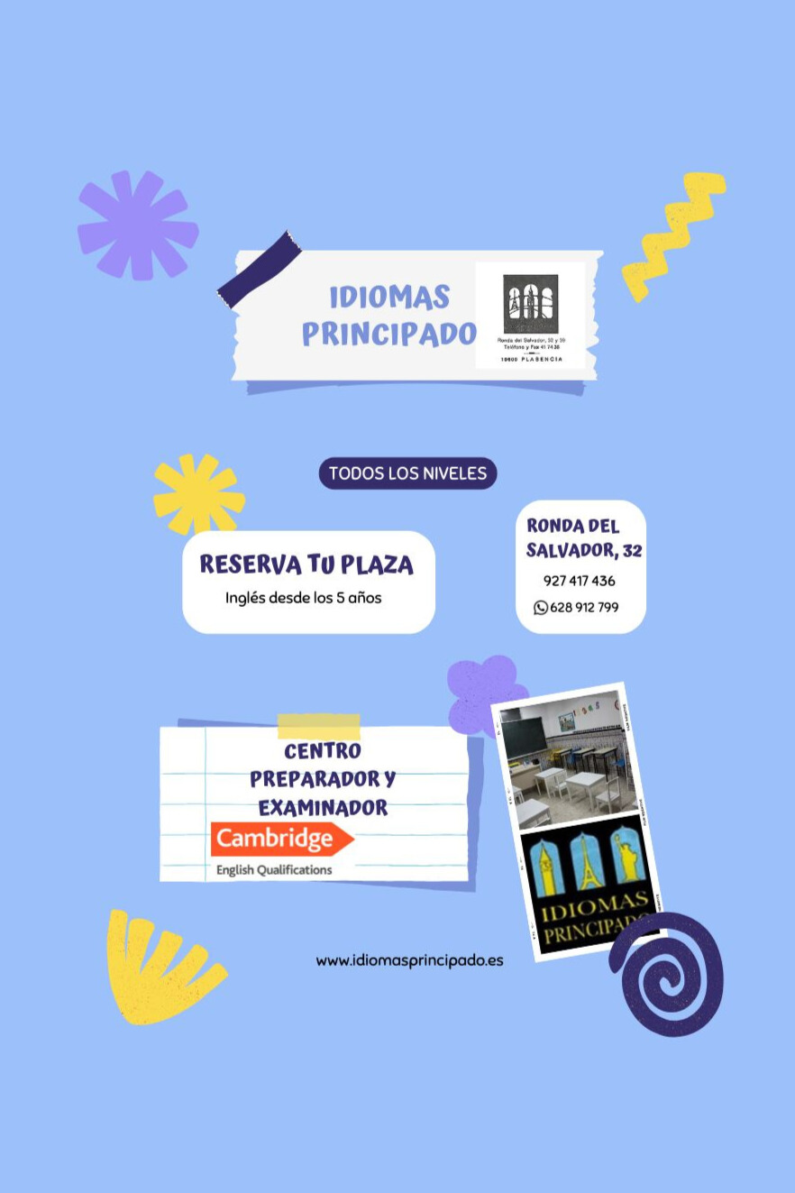 Cartel reserva tu plaza Idiomas Principado